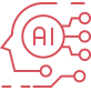 Red AI brain circuit icon.
