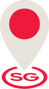 Map pin icon with a red circle and a red 'SG' logo, indicating Singapore.