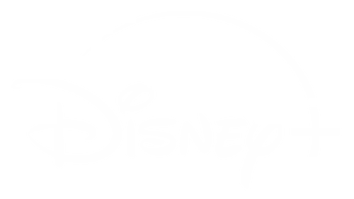 White Disney+ logo featuring the classic handwritten 'Disney' script with an overarching arc and a plus symbol.