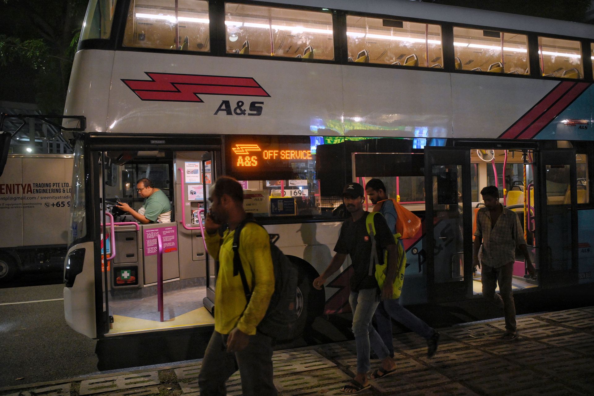 He currently drives a Volvo B8L double-decker bus, the only one of its kind in Singapore. It served as a trial bus at SBS Transit from 2018 to 2020, before A&S bought it in 2022.