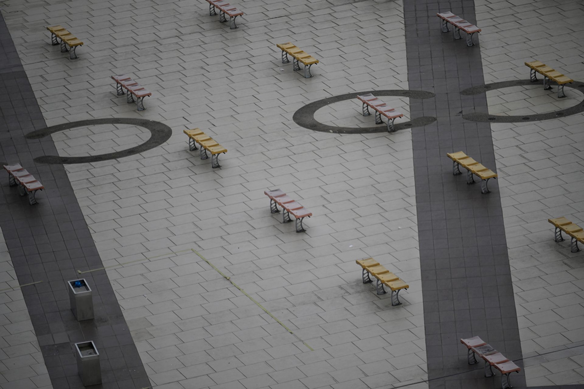 Benches stand barren next to the racetrack at the Singapore Turf Club. ST PHOTO: MARK CHEONG