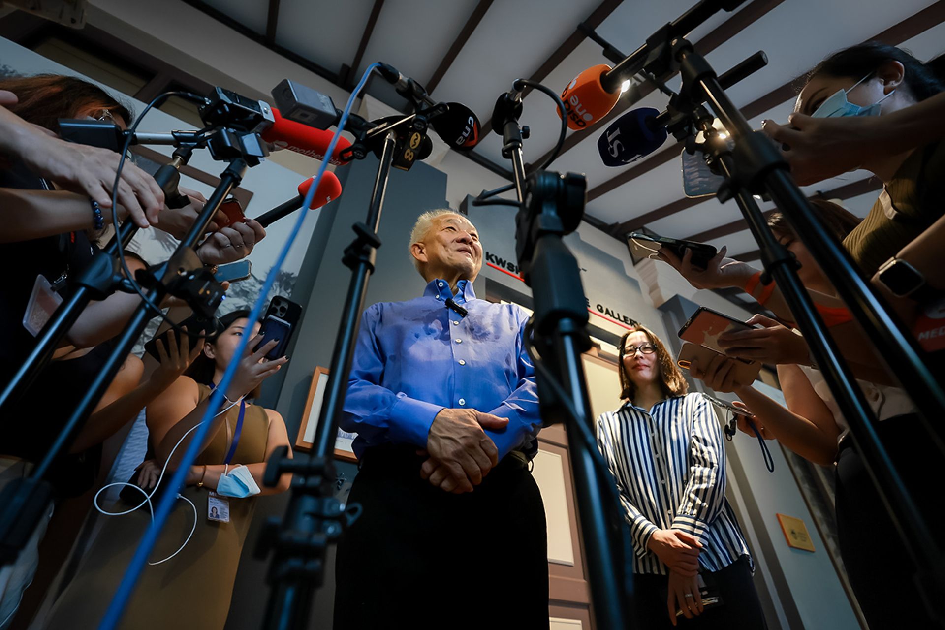 Mr Ng speaking to the media after his visit to Kwong Wai Shiu Hospital on Aug 24, 2023. ST PHOTO: GAVIN FOO