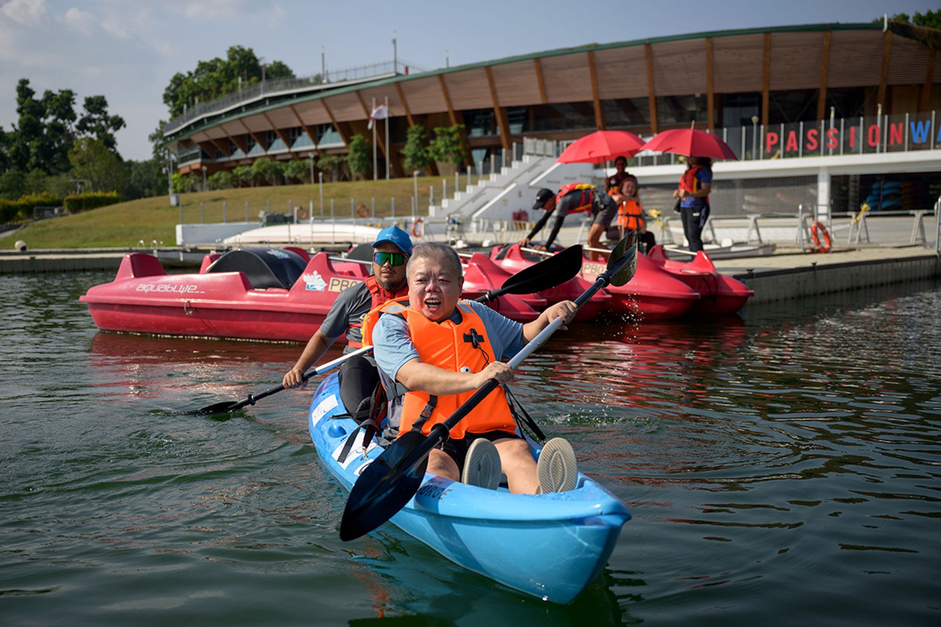 Despite being unable to swim, Mr Chiam decided to try out kayaking at the People's Association-PAssion Wave at Bedok Reservoir at the encouragement of fellow stroke survivor Suzilawati Mohamad Rais.