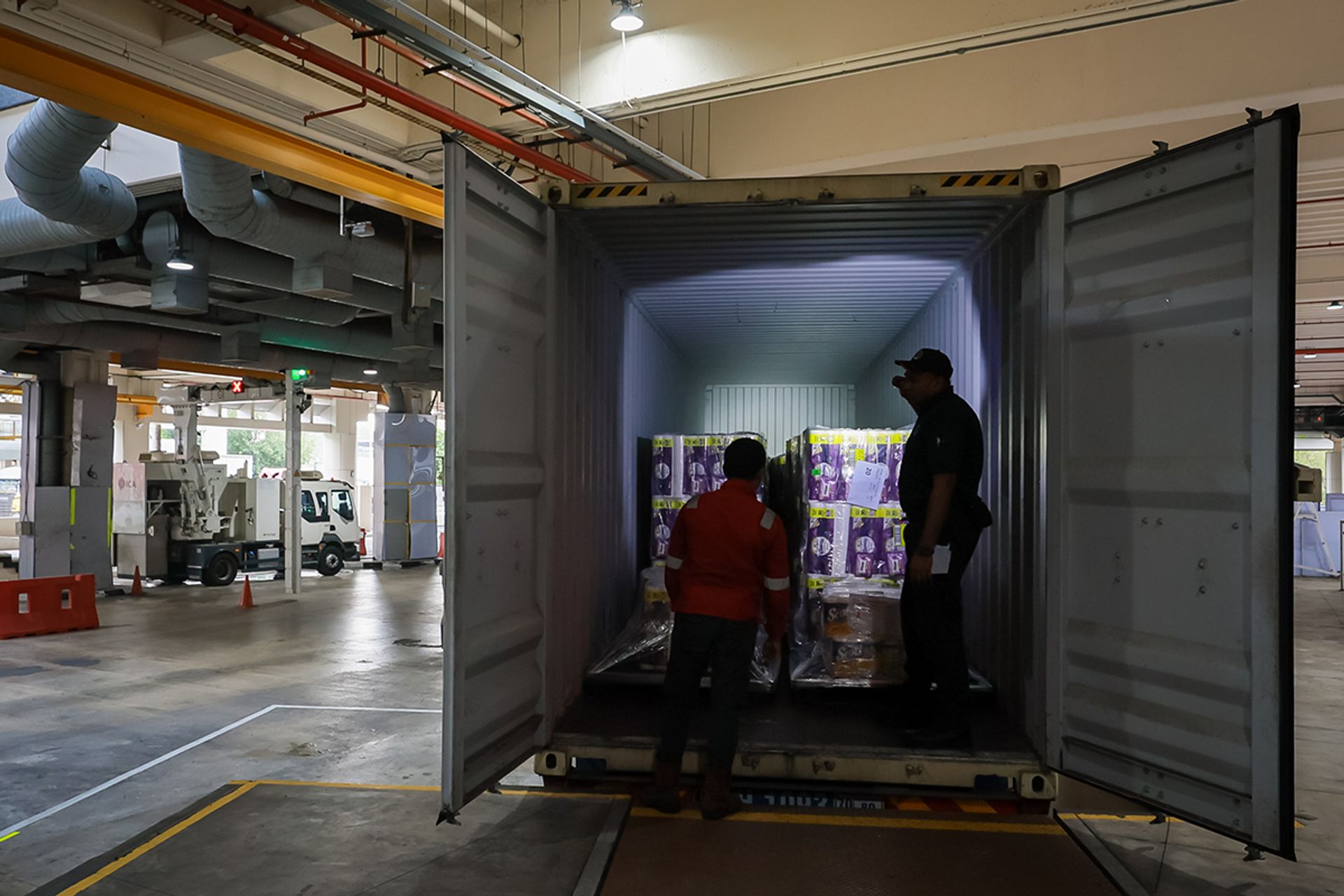 This lorry was flagged for further inspection by ICA officers at Tuas Checkpoint. ST FILE PHOTO: GAVIN FOO