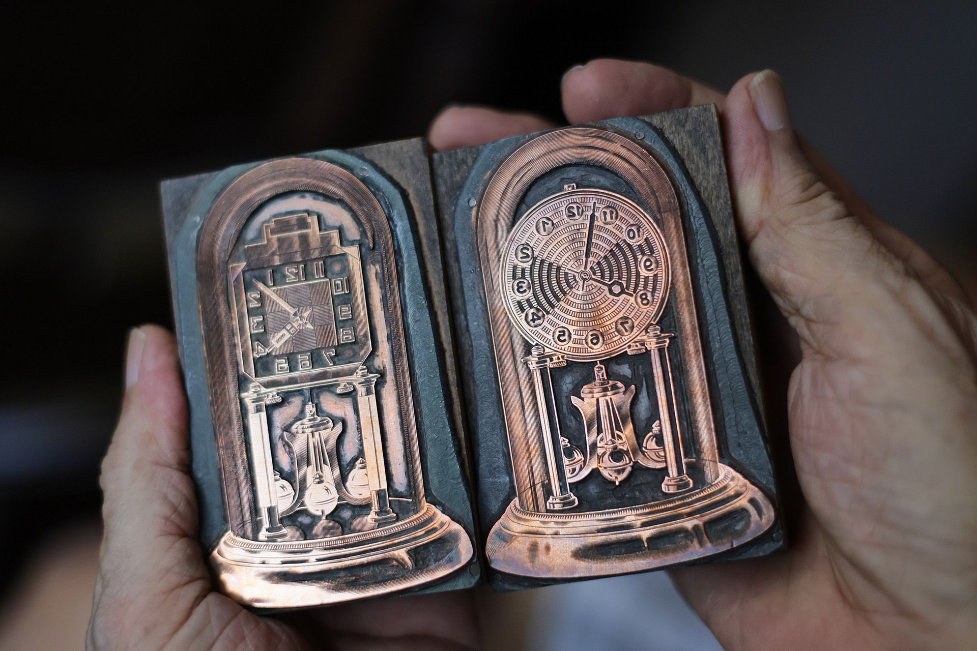Engraved metal blocks of 400-day clocks were used for advertisement or book illustrations. Mr Mun has collected seven printing blocks since the early 1990s.