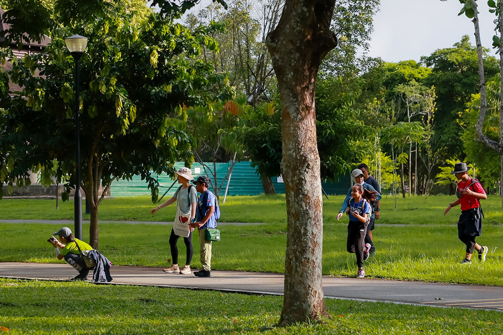 Yumin Primary pupils rushing to photograph junglefowls in Pasir Ris Park.