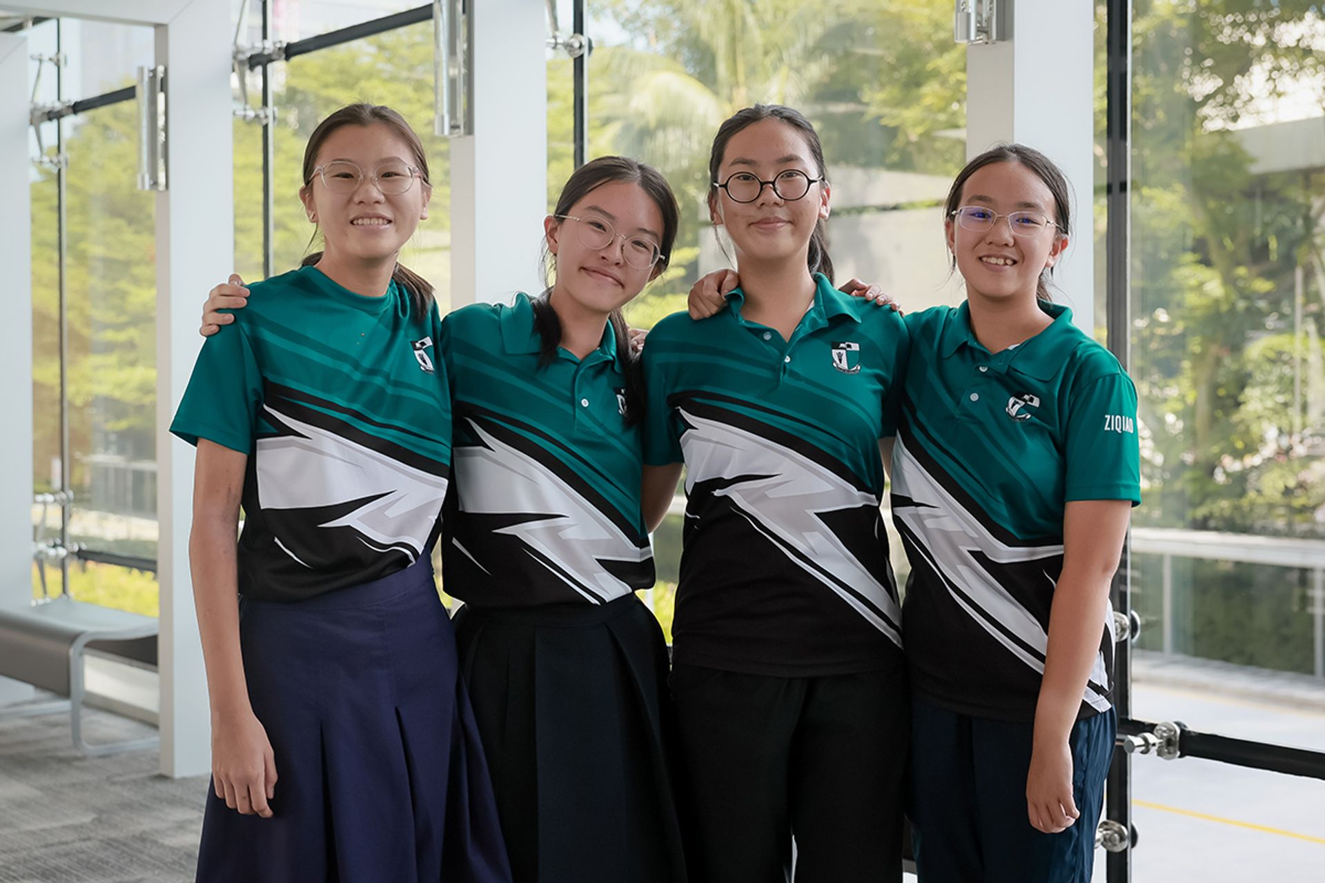 Raffles Girls’ School students (from left) Megan Lee, 15, Soh Ping Lynn, 15, Vivien Qi, 13, and Zhou Zi Qiao, 12, winning the most unique observation in the secondary school category.