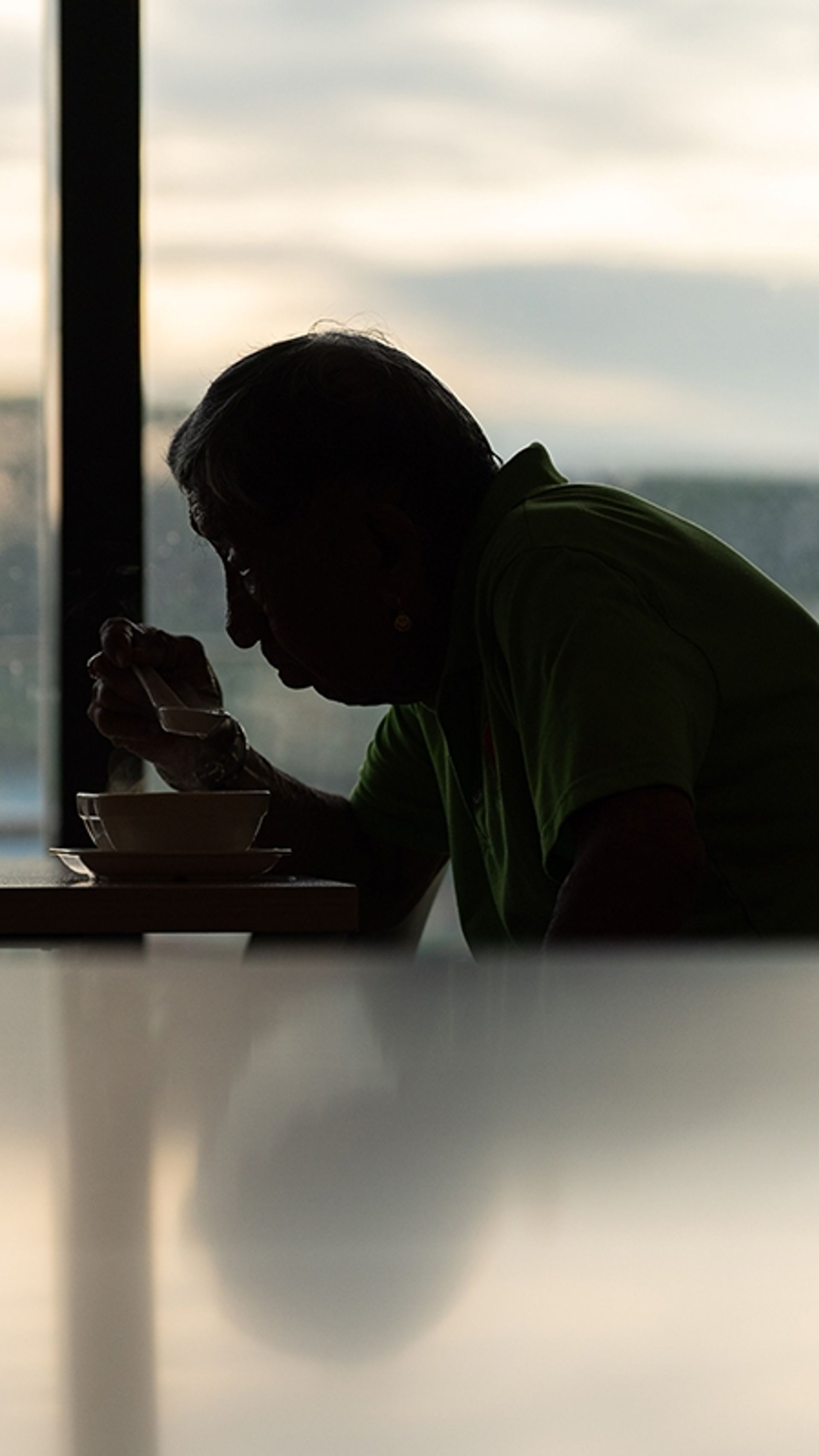 Mr Loke having his breakfast at Punggol Waterway Point after his exercise session.