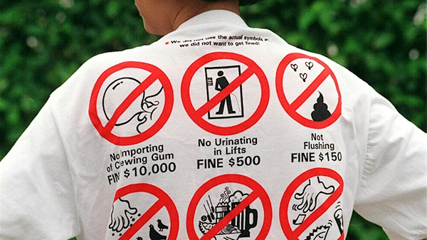 Strict laws on littering, selling chewing gum