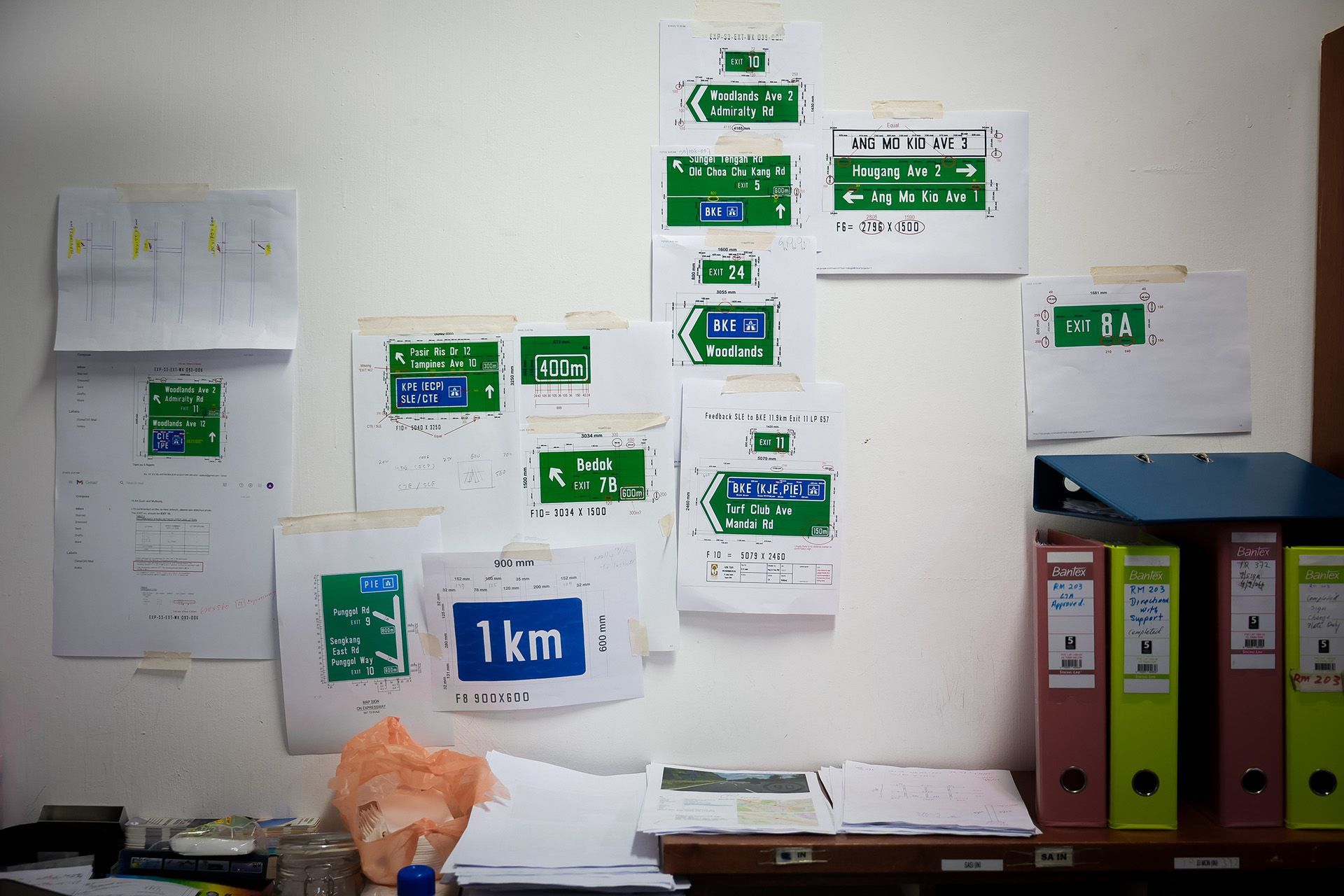 Technical drawings of Singapore’s road signs.