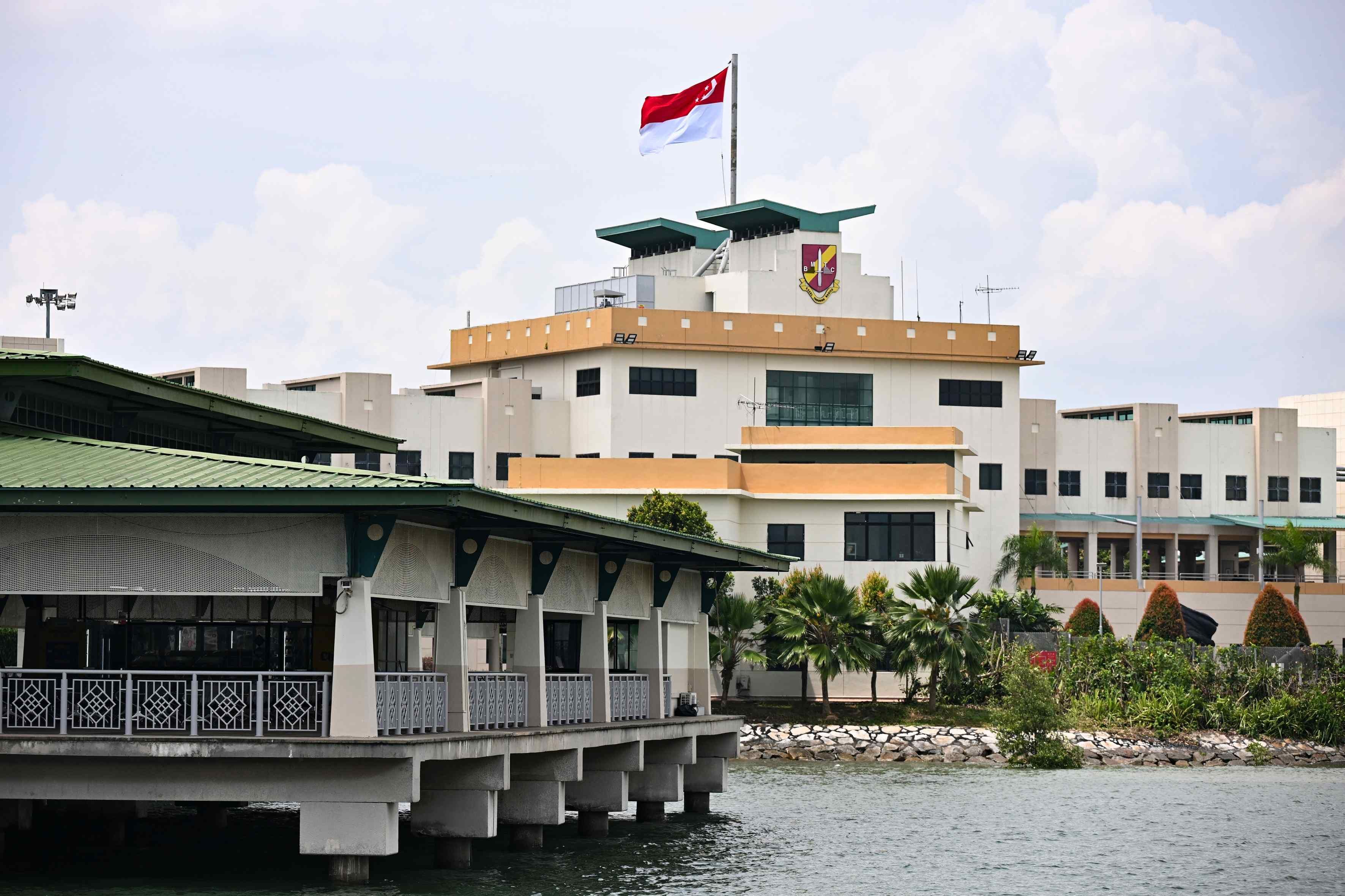 The view of the Basic Military Training Centre in Pulau Tekong.