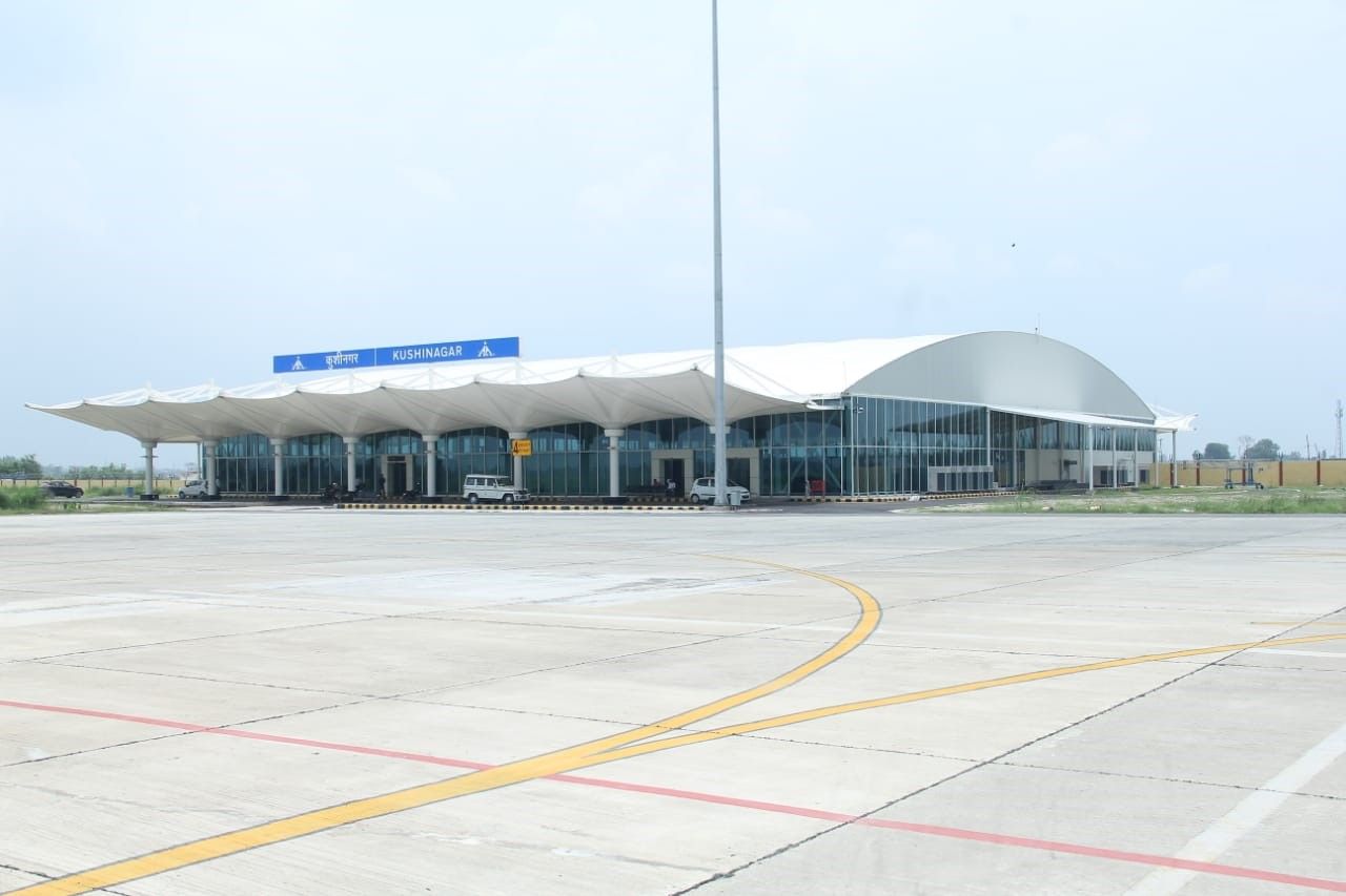 The empty interior of Kushinagar International airport.