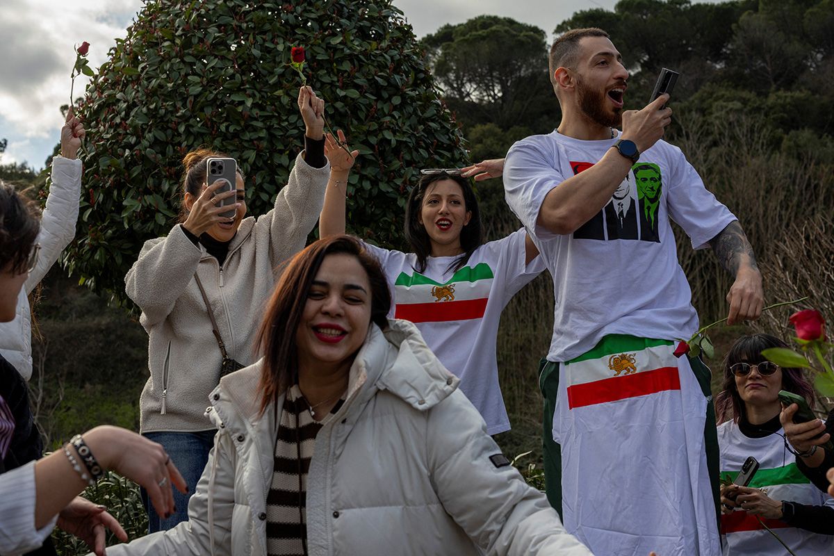 Iranians living in Istanbul celebrating the demise of Mr Khamenei.