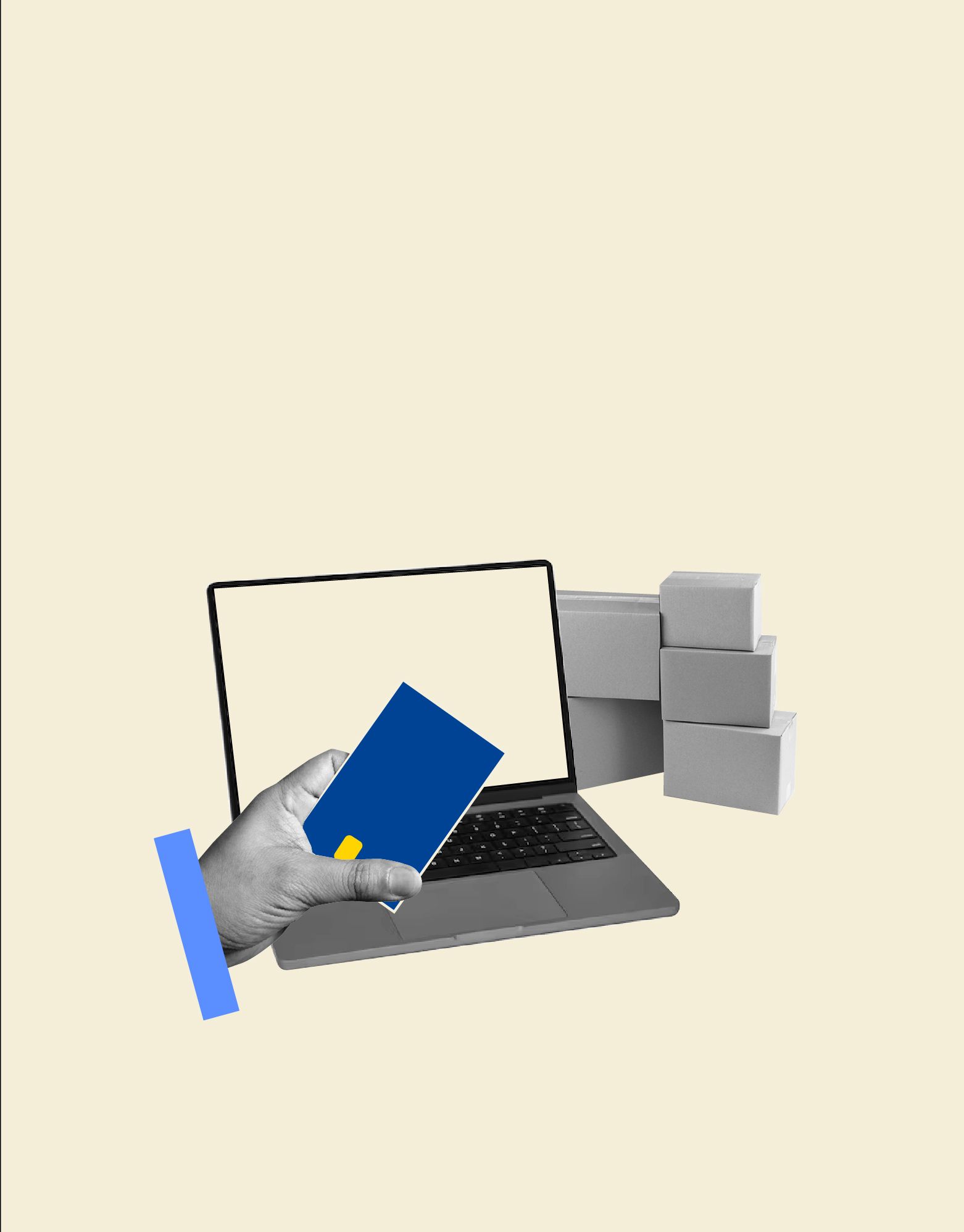 A photo of credit cards being used to purchase items online via a laptop screen.