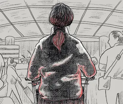 An illustration of Eileen at Changi Airport.