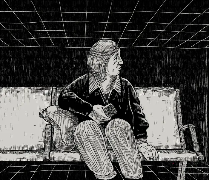 An illustration of Jasmine sitting at Changi Airport