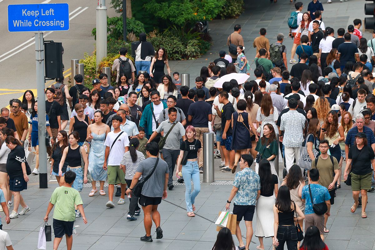 Pedestrians at Orchard Road on July 11, 2026.