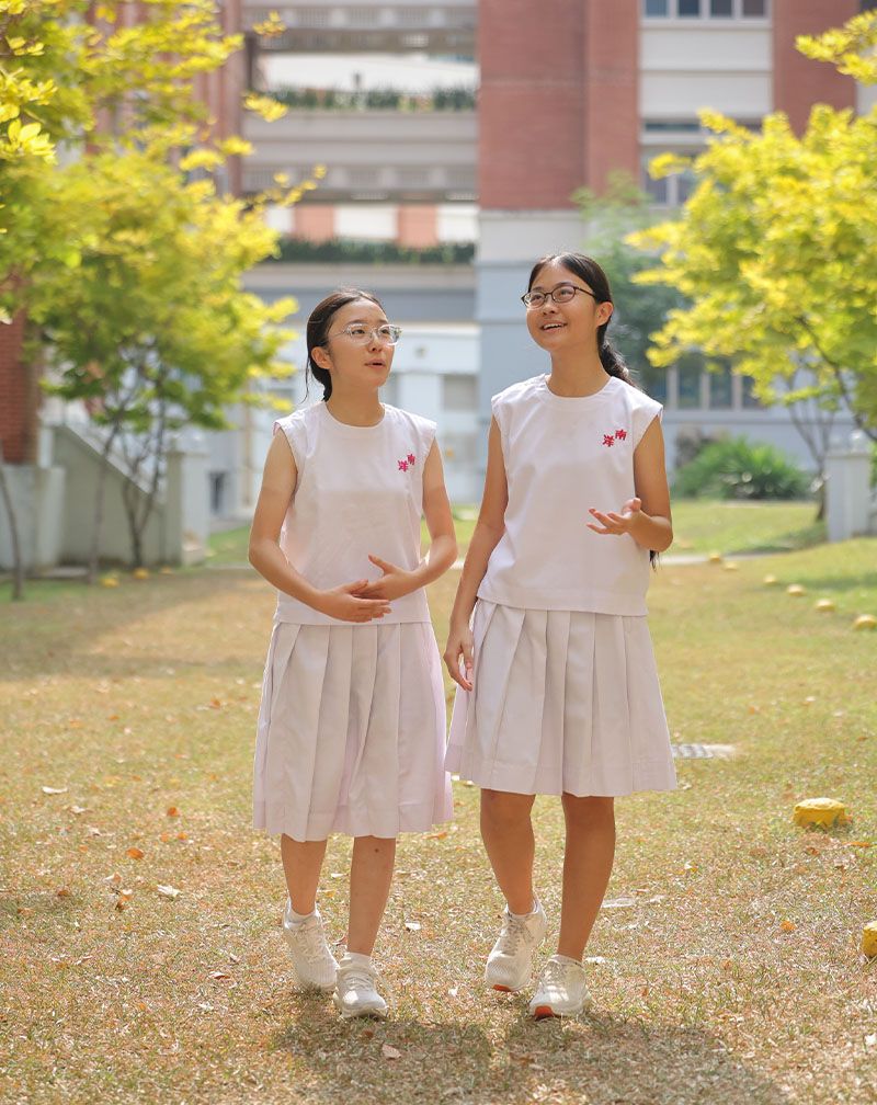 Photo of school leader students in uniforms at Nanyang Girls' High School.