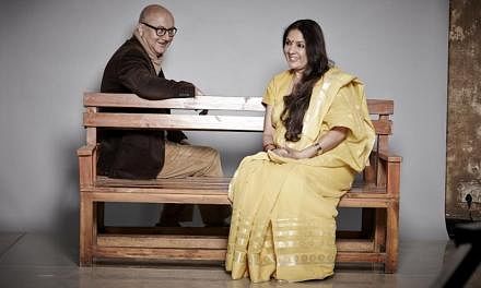 Neena Gupta (right) and Anupam Kherplay (left) ex-lovers in the play We Never Say What We Mean, to be held at the Esplanade on May 29. -- PHOTO: TEAMWORK PRODUCTIONS